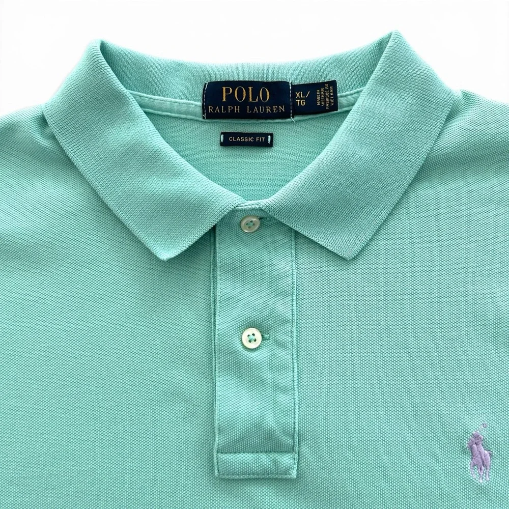 Polo by Ralph Lauren Men's XL Green Classic Fit 100% Cotton Mesh Knit Polo Shirt